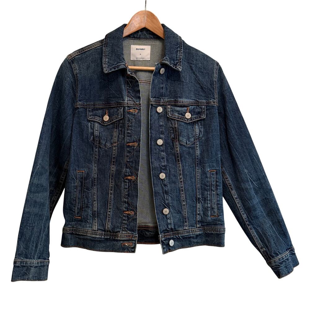 Old Navy Classic Denim Jacket Womens Size M Medium Wash Fall Y2K Grunge Retro